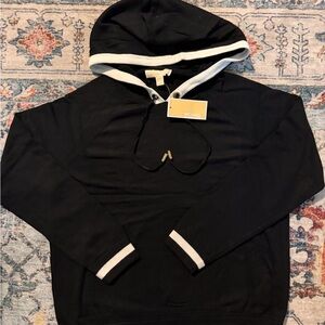Michael Kors Black Hoodie with Cream Trim Sweater